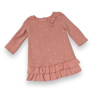 Gymboree Pink Long Sleeve Ruffle Hem Bow Dress | Girls 18–24M